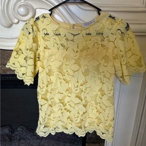 Notations Yellow Embellished Short Sleeve Blouse